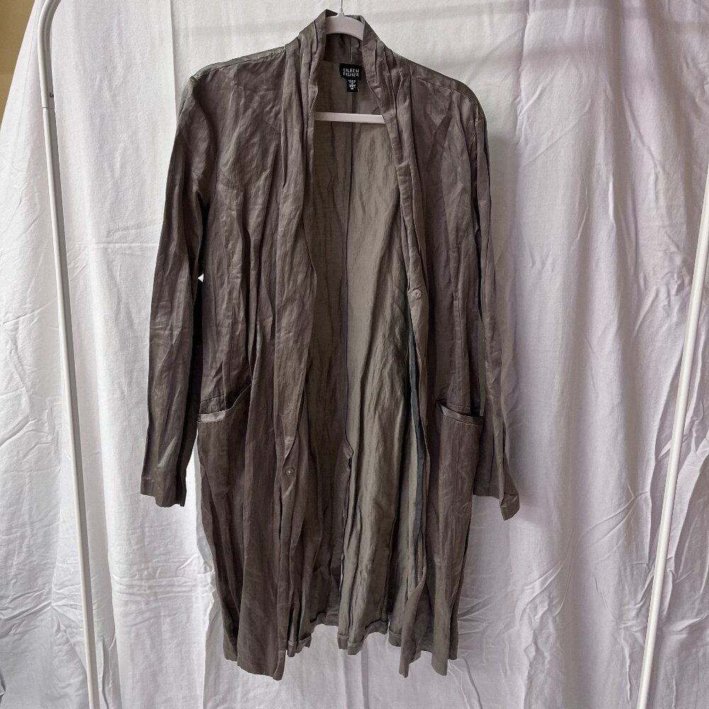Eileen Fisher Organic Cotton Satin Steel Jacket XL NWOT